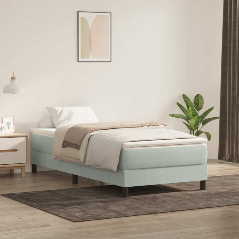 Łóżko Box Spring bez materaca Jasnoszary 100x220 cm Aksamit