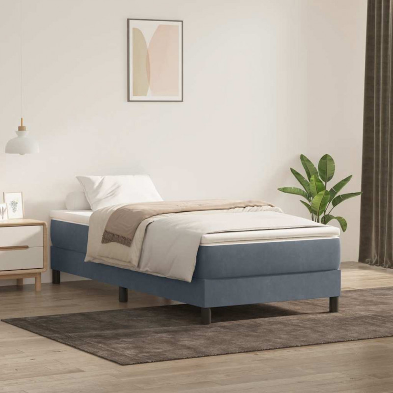 Łóżko typu Box Spring bez materaca Ciemnoszary 100x220 cm