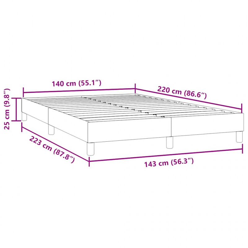 Łóżko Box Spring bez materaca Jasnoszary 140x220 cm Aksamit