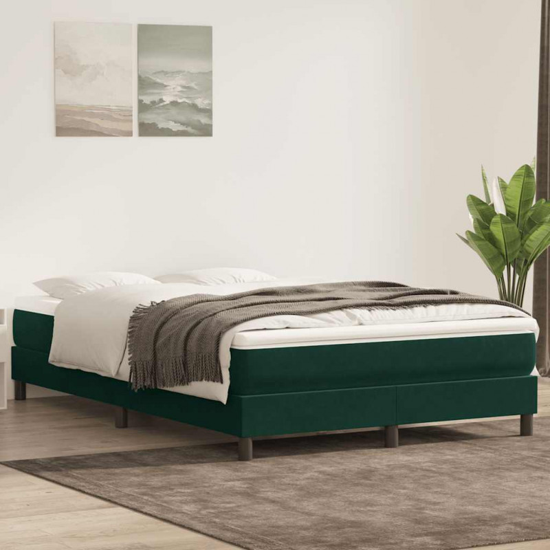 Łóżko typu Box Spring bez materaca Ciemnozielone 140x220 cm