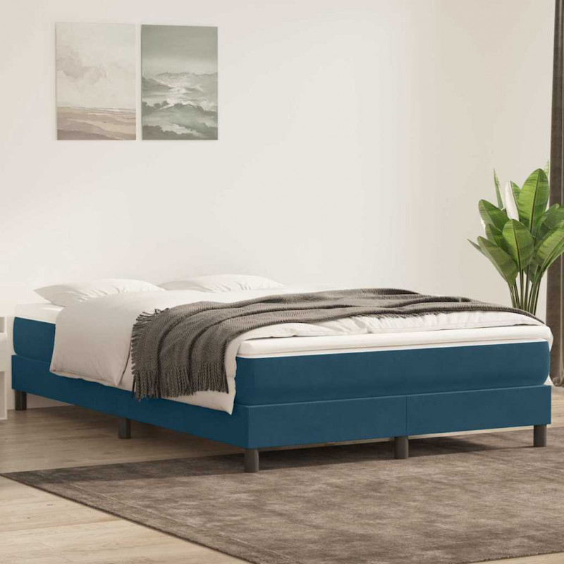 Łóżko typu Box Spring bez materaca Ciemnoniebieskie 140x220 cm