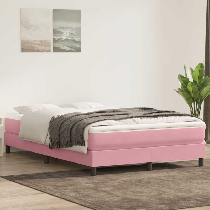 Łóżko Box Spring bez materaca Różowe 140x220 cm Aksamit