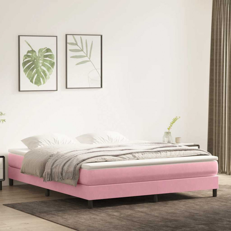 Łóżko Box Spring bez materaca Różowe 180x220 cm Aksamit