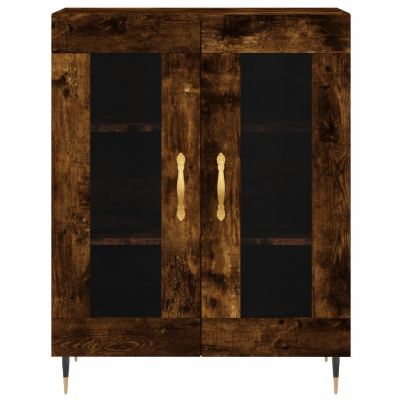 Witrynka przydymiony dąb 69,5x34x180 cm materiał drewnopochodny