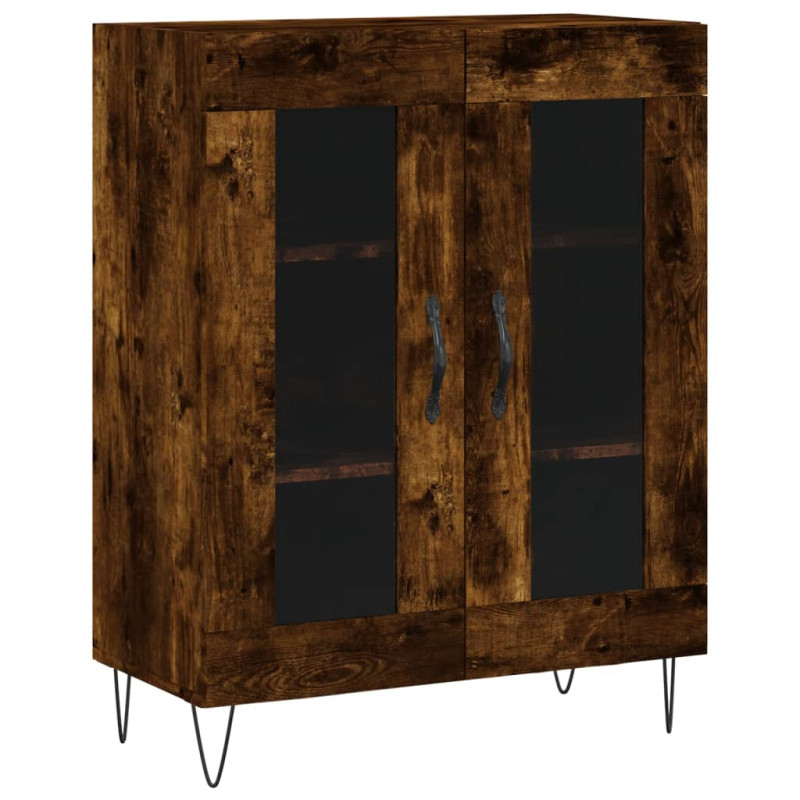 Witrynka przydymiony dąb 69,5x34x180 cm materiał drewnopochodny