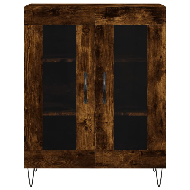 Witrynka przydymiony dąb 69,5x34x180 cm materiał drewnopochodny