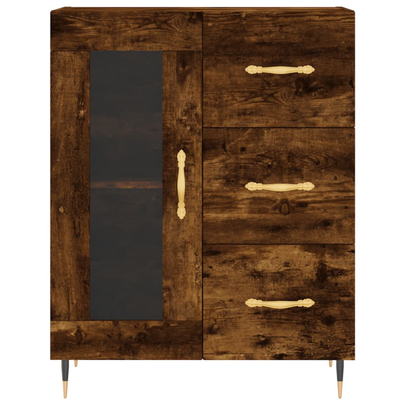 Witrynka przydymiony dąb 69,5x34x180 cm materiał drewnopochodny