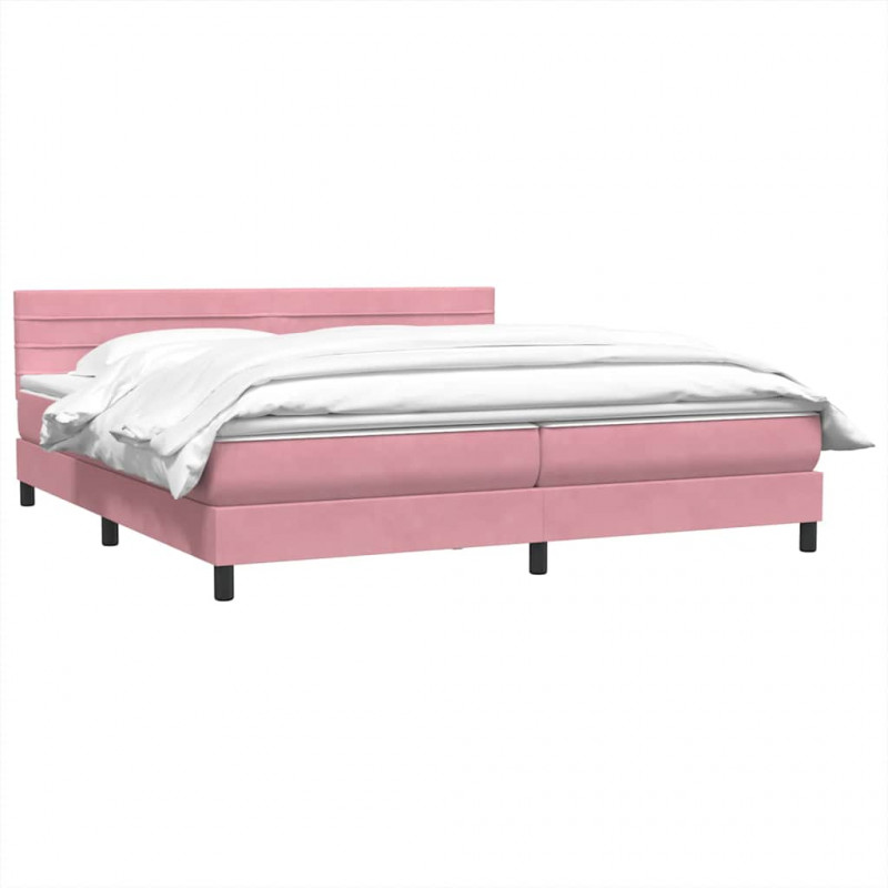 Łóżko kontynentalne z materacem, różowe, 180x210 cm, aksamit