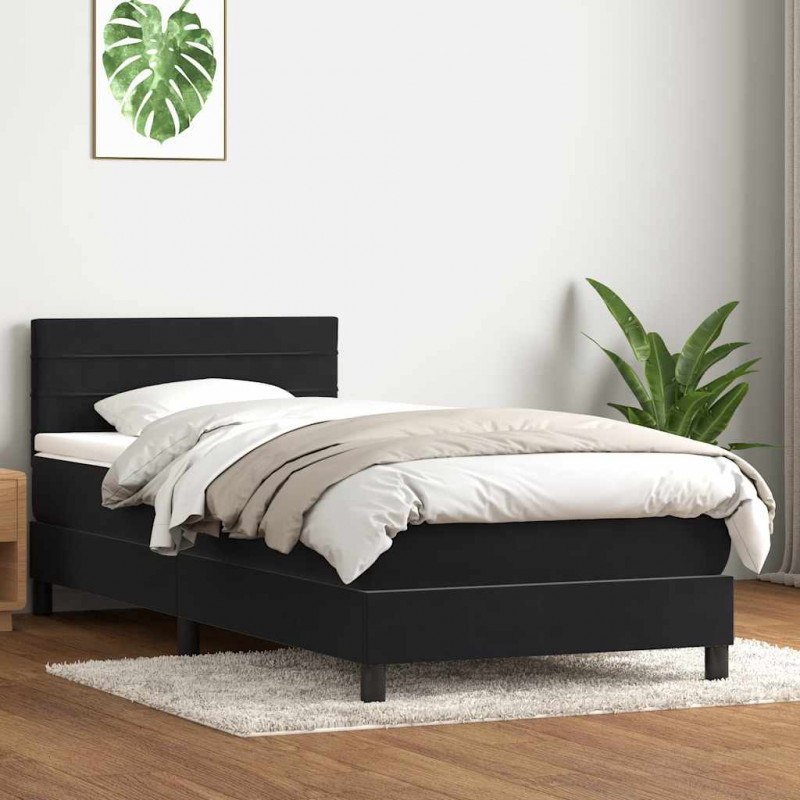 Łóżko kontynentalne z materacem, czarne, 80x220 cm