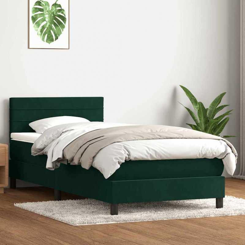 Łóżko kontynentalne z materacem ciemnozielony aksamit 80x220 cm