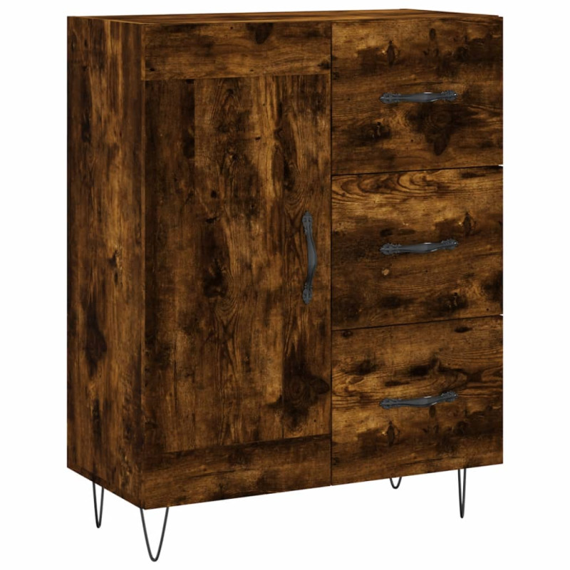 Witrynka przydymiony dąb 69,5x34x180 cm materiał drewnopochodny