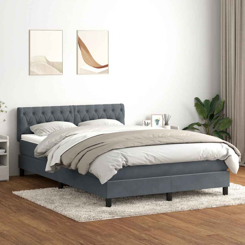 Łóżko kontynentalne z materacem, ciemnoszare, 160x210cm aksamit