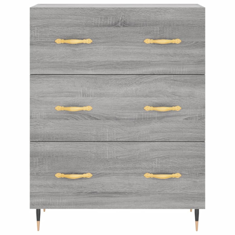 Witrynka szary dąb sonoma 69,5x34x180cm materiał drewnopochodny