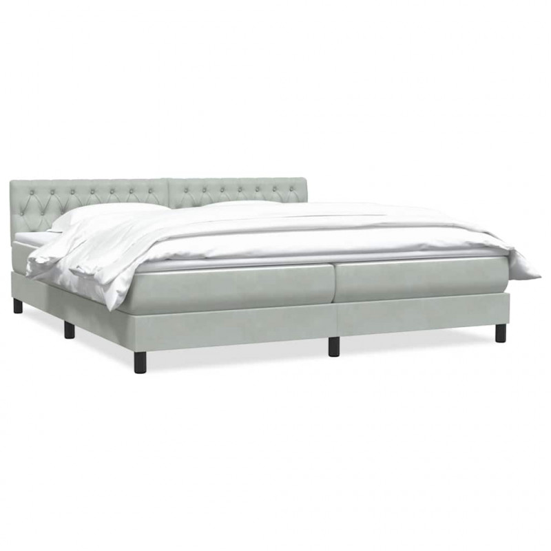 Łóżko typu Box Spring z materacem Jasnoszary 180x220 cm Aksamit