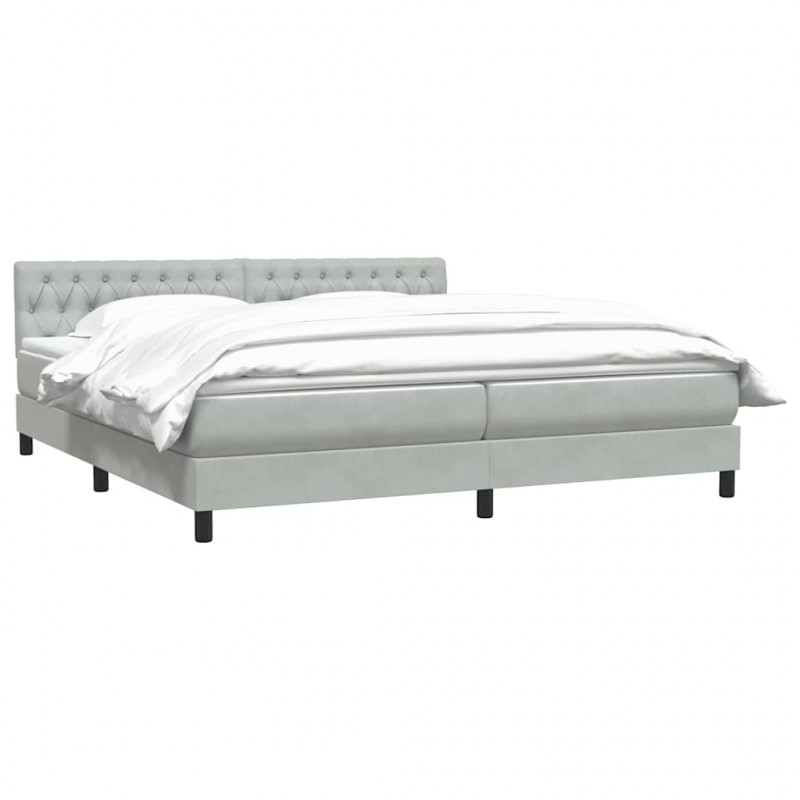 Łóżko typu Box Spring z materacem Jasnoszary 180x220 cm Aksamit