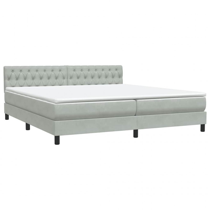 Łóżko typu Box Spring z materacem Jasnoszary 180x220 cm Aksamit