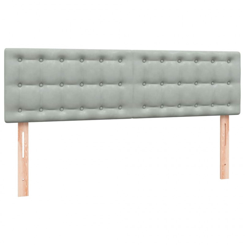 Łóżko kontynentalne z materacem, jasnoszare, 160x210cm, aksamit