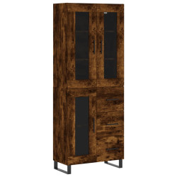 Witrynka przydymiony dąb 69,5x34x180 cm materiał drewnopochodny