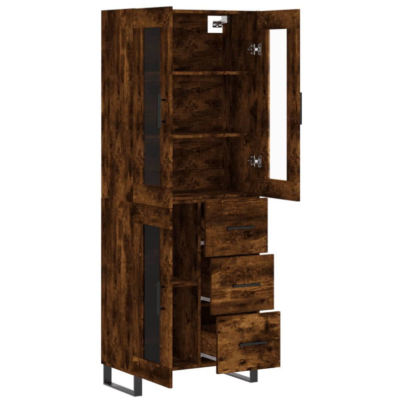 Witrynka przydymiony dąb 69,5x34x180 cm materiał drewnopochodny