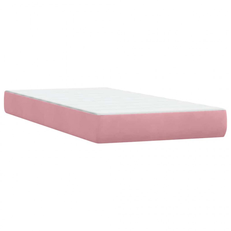 Łóżko kontynentalne z materacem, różowe, 180x210 cm, aksamit