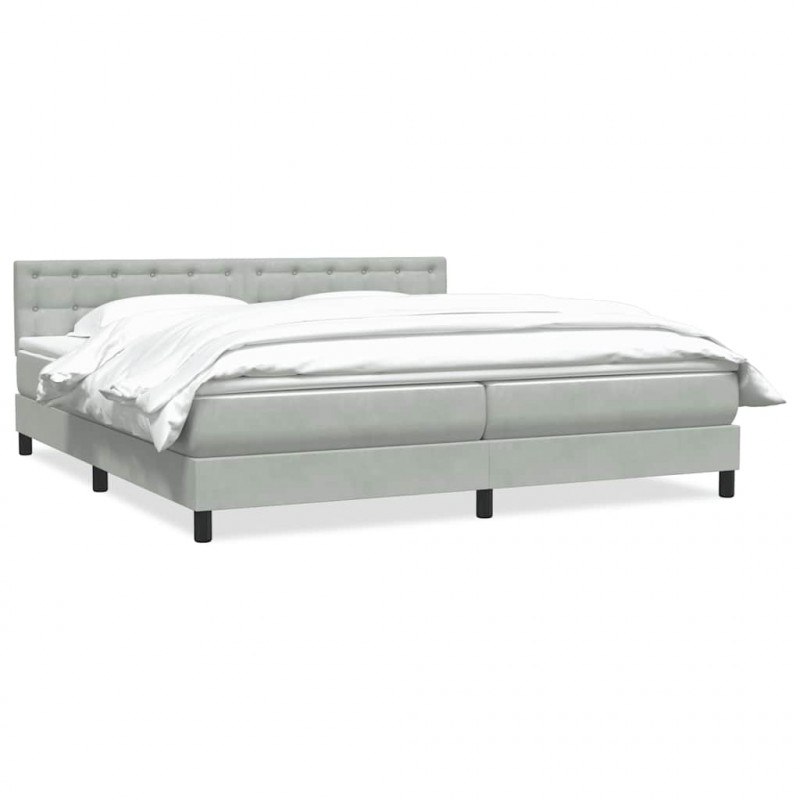 Łóżko typu Box Spring z materacem Jasnoszary 180x220 cm Aksamit