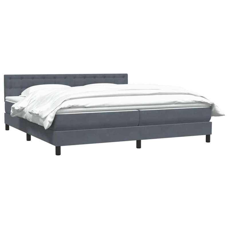 Łóżko typu Box Spring z materacem Ciemnoszary 180x220cm Aksamit