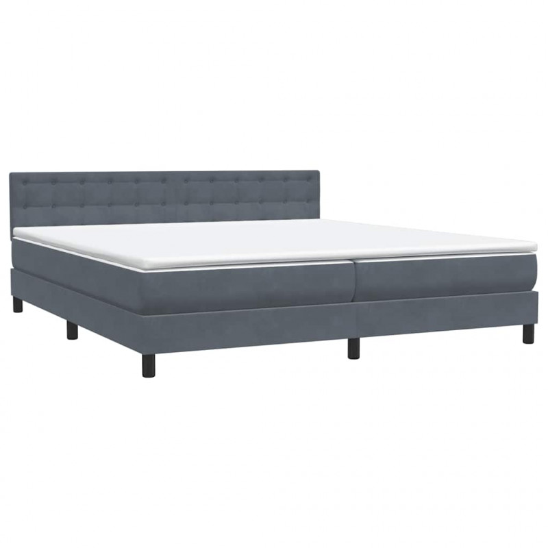 Łóżko typu Box Spring z materacem Ciemnoszary 180x220cm Aksamit
