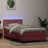 Łóżko kontynentalne z materacem i LED, różowe, aksamit, 100x210 cm