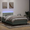 Łóżko kontynentalne z materacem i LED, jasnoszare, 120x210cm, aksamit