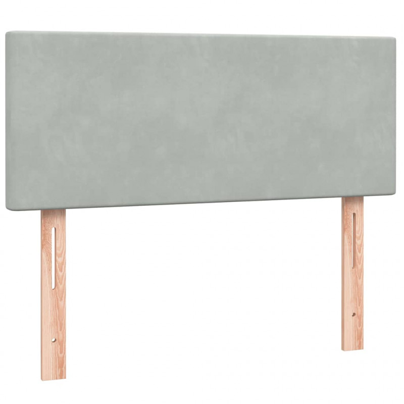 Łóżko kontynentalne z materacem i LED, jasnoszare, 120x210cm, aksamit
