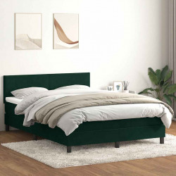 Łóżko kontynentalne z materacem i LED, ciemnozielone, 160x210 cm