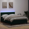 Łóżko kontynentalne z materacem i LED, ciemnozielone, 160x210 cm