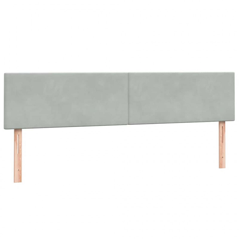 Łóżko kontynentalne z materacem i LED, jasnoszare, 180x210cm, aksamit