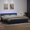 Łóżko kontynentalne z materacem i LED, ciemnoszare, 180x210cm aksamit