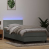 Łóżko kontynentalne z materacem i LED, jasnoszare, aksamit, 80x220 cm