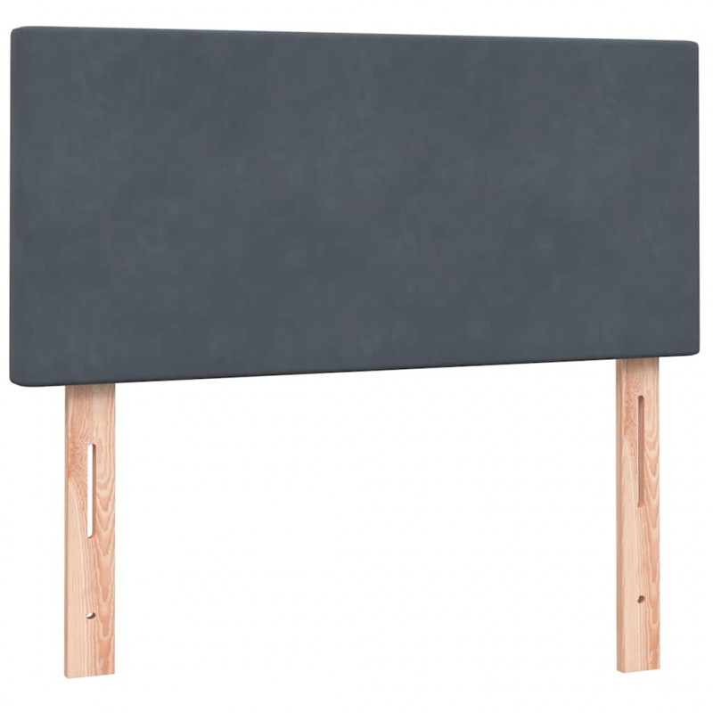 Łóżko kontynentalne z materacem i LED, ciemnoszary aksamit, 80x220 cm