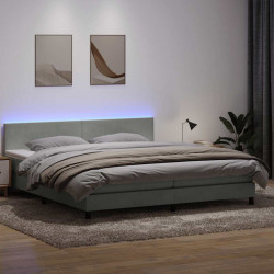 Łóżko kontynentalne z materacem i LED Jasnoszary 180x220 cm Aksamit
