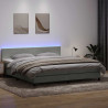 Łóżko kontynentalne z materacem i LED Jasnoszary 180x220 cm Aksamit