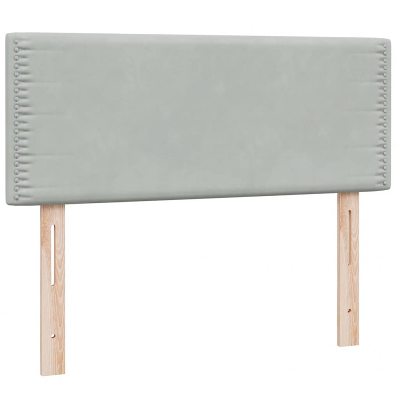 Łóżko kontynentalne z materacem i LED, jasnoszare, 120x210cm, aksamit