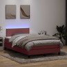 Łóżko kontynentalne z materacem i LED, różowe, 120x210 cm, aksamit