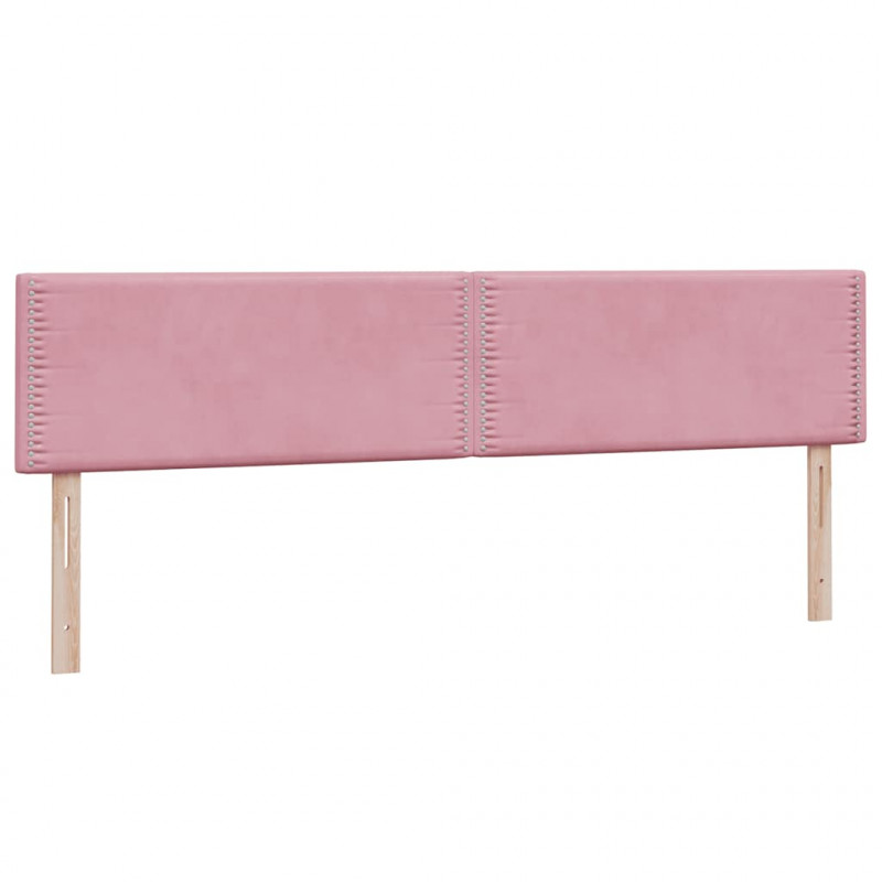 Łóżko kontynentalne z materacem i LED, różowe, 180x210 cm, aksamit