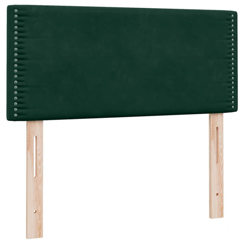 Łóżko kontynentalne z materacem i LED ciemnozielony aksamit 80x220 cm