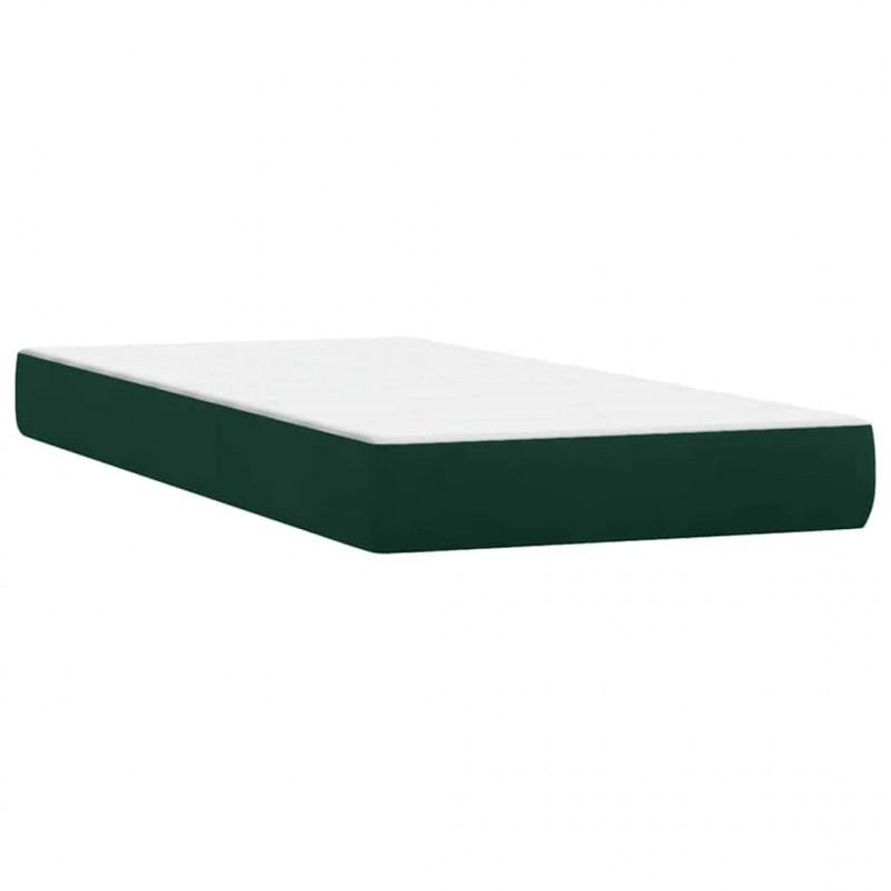 Łóżko kontynentalne z materacem i LED ciemnozielony aksamit 80x220 cm