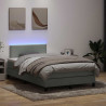 Łóżko kontynentalne z materacem i LED, jasnoszare, 120x220cm, aksamit