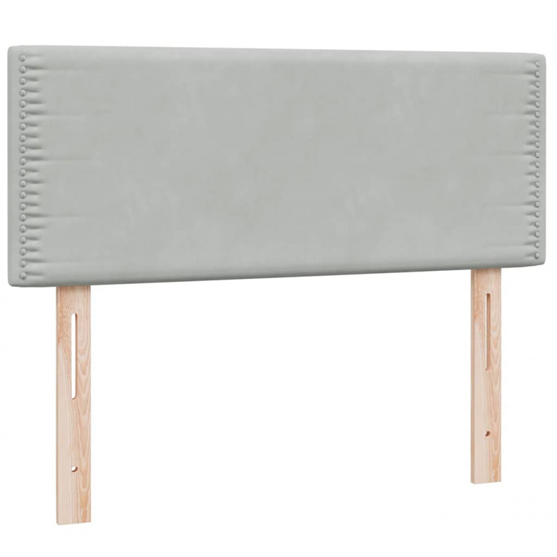 Łóżko kontynentalne z materacem i LED, jasnoszare, 120x220cm, aksamit