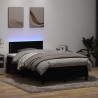 Łóżko kontynentalne z materacem i LED, czarne, 120x220 cm, aksamit