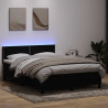 Łóżko kontynentalne z materacem i LED, czarne, 140x220 cm, aksamit