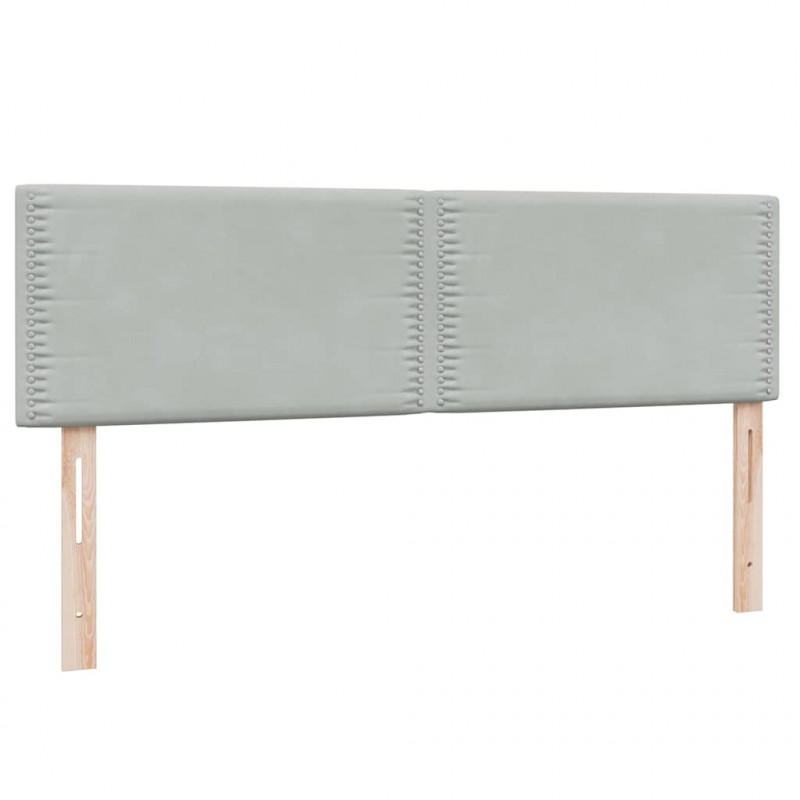 Łóżko kontynentalne z materacem i LED, jasnoszare, 160x220cm, aksamit