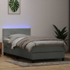 Łóżko kontynentalne z materacem i LED, jasnoszare, aksamit, 80x210 cm