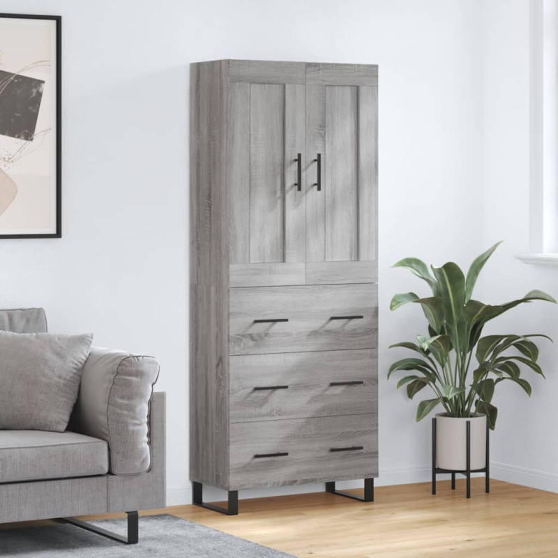 Witrynka szary dąb sonoma 69,5x34x180cm materiał drewnopochodny